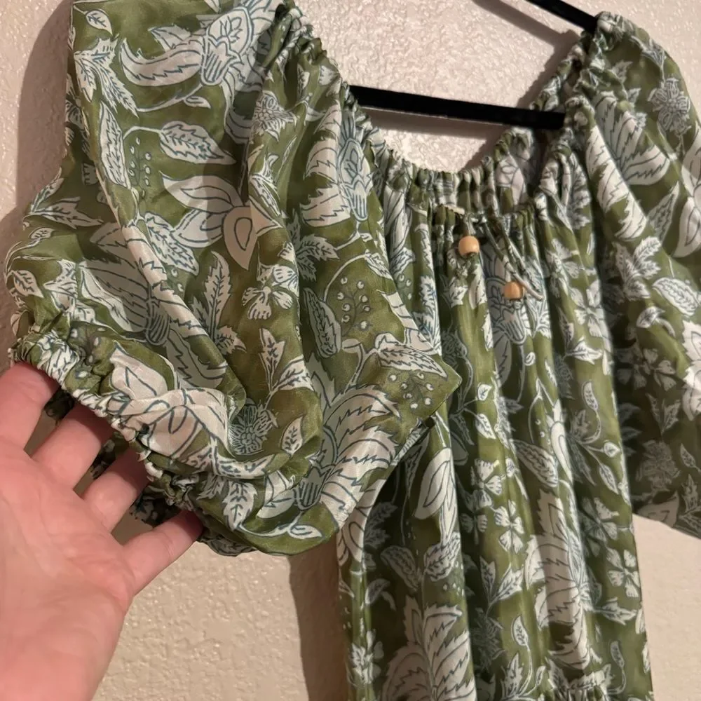 Hannah Artwear Selene 100% Silk Dress - Coriandre‎ Size 0 Green Floral - Picture 5 of 9